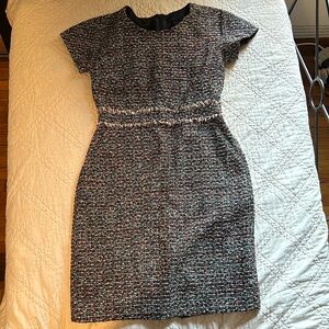 Crew Tweed shift dress.  Multi-color with metallic accent